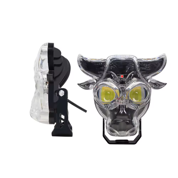 پرژکتور 2 لنز مدل کله گاو 8 حالته شفاف تلسکوپی (نئون دار)