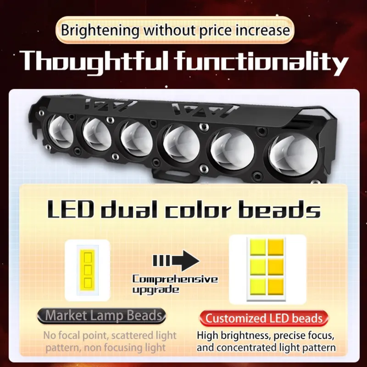 پرژکتور مدل ۶ لنزآفرودی پنج حالته تلسکوپی فلزی وفلاشردار