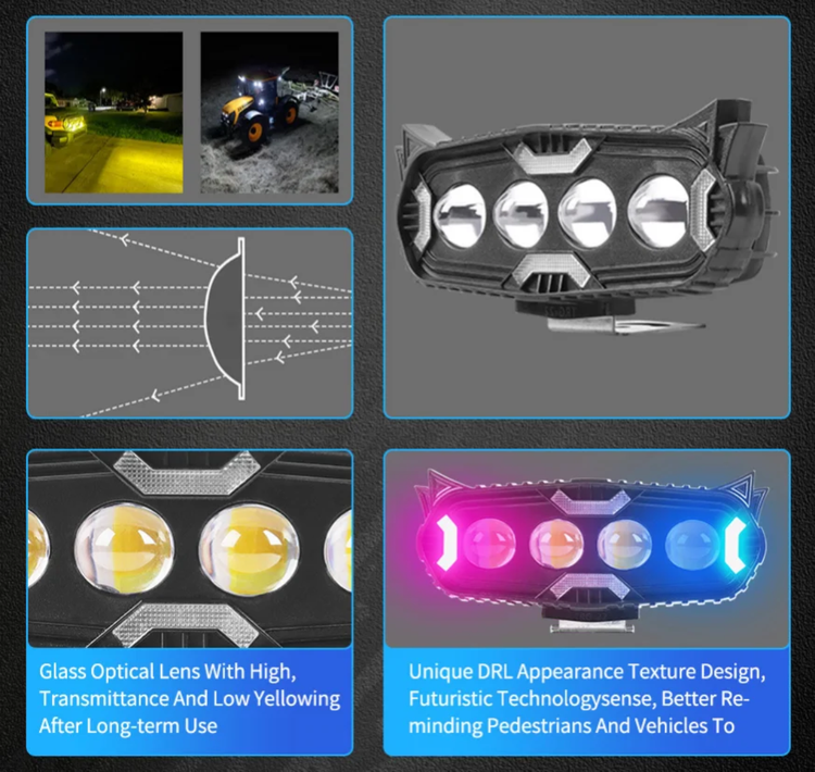 خریدوقیمت پرژکتور 4 لنز مدل RB40-Pro چهار حالته فدرالی دار و فلاشردار