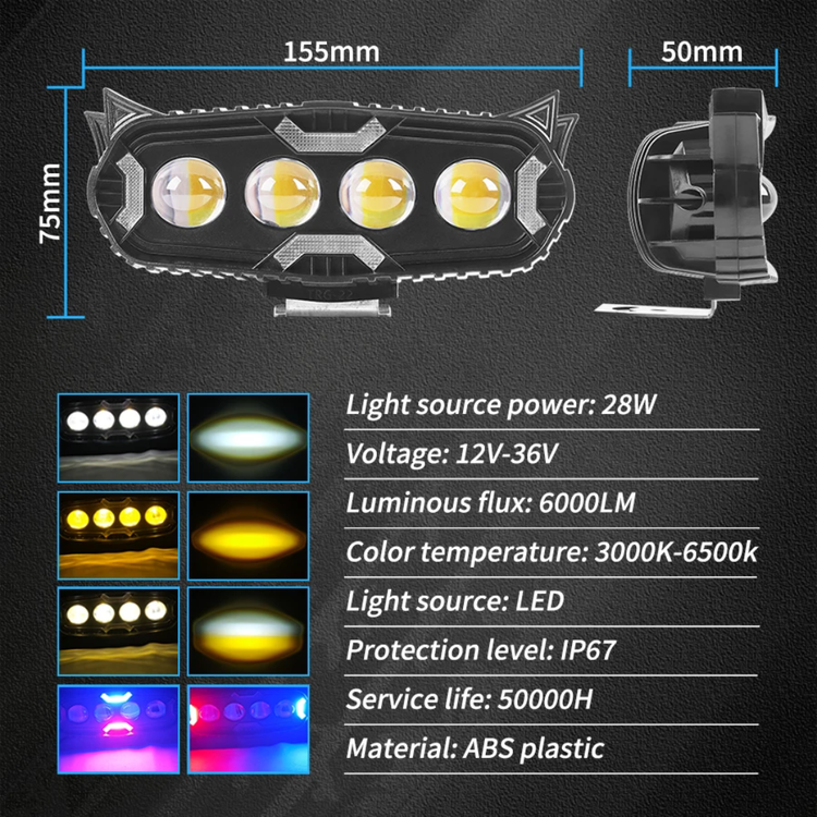 قیمت پرژکتور 4 لنز مدل RB40-Pro چهار حالته فدرالی دار و فلاشردار
