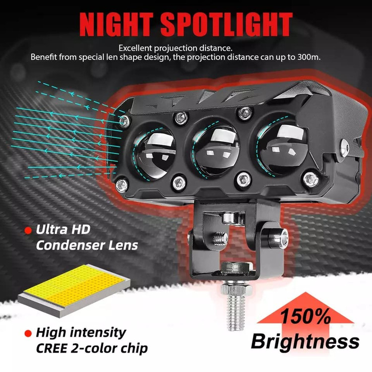 قیمت وخرید پرژکتور 3 لنز آفرودی مدل V_3 فن دار ۲ حالته 40W
