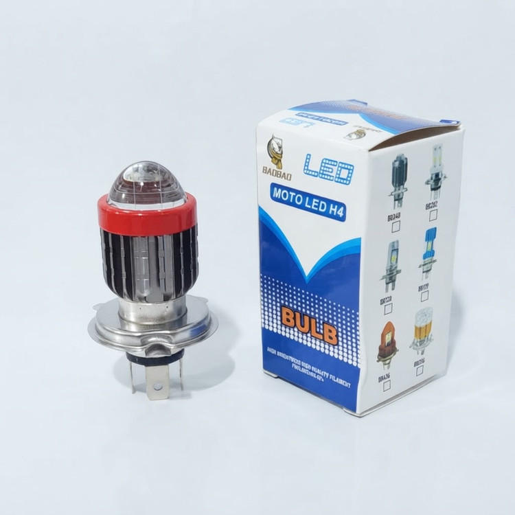 خرید هدلایت چراغ جلو پایه H4 مدل عدسی دار دو رنگ سفید زرد